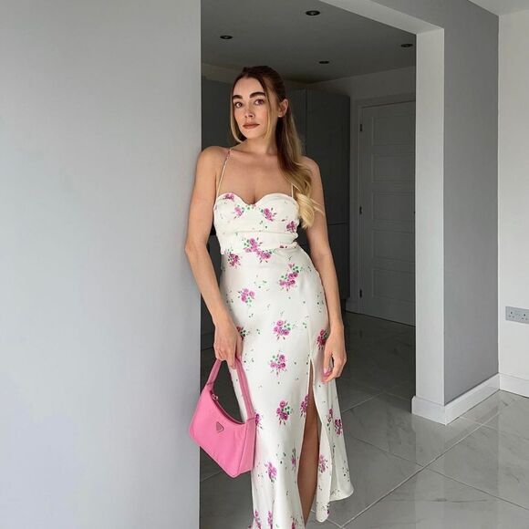Zara Satin Floral Print Dress New - Picture 3 of 12